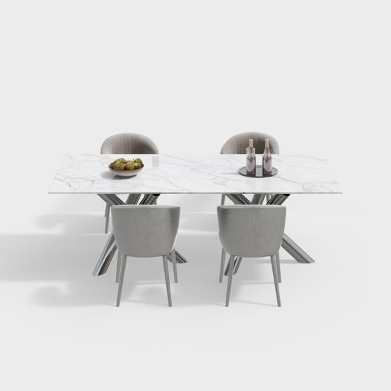 Stylish Dining Table and Chair Set 3D model for Modern Interiors