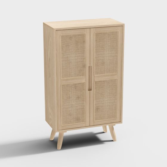 Minimalist Wooden Storage Cabinet 3D model
