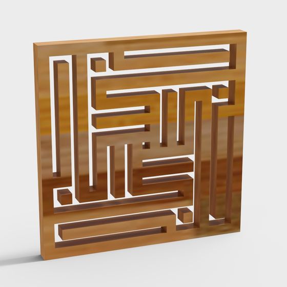 Low-Poly Artistic 3D Model Inspired by Eastern Window Design