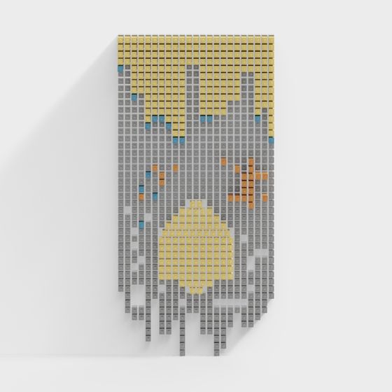 Pixel Brick Statue 3D model for Vintage Gaming Aesthetic