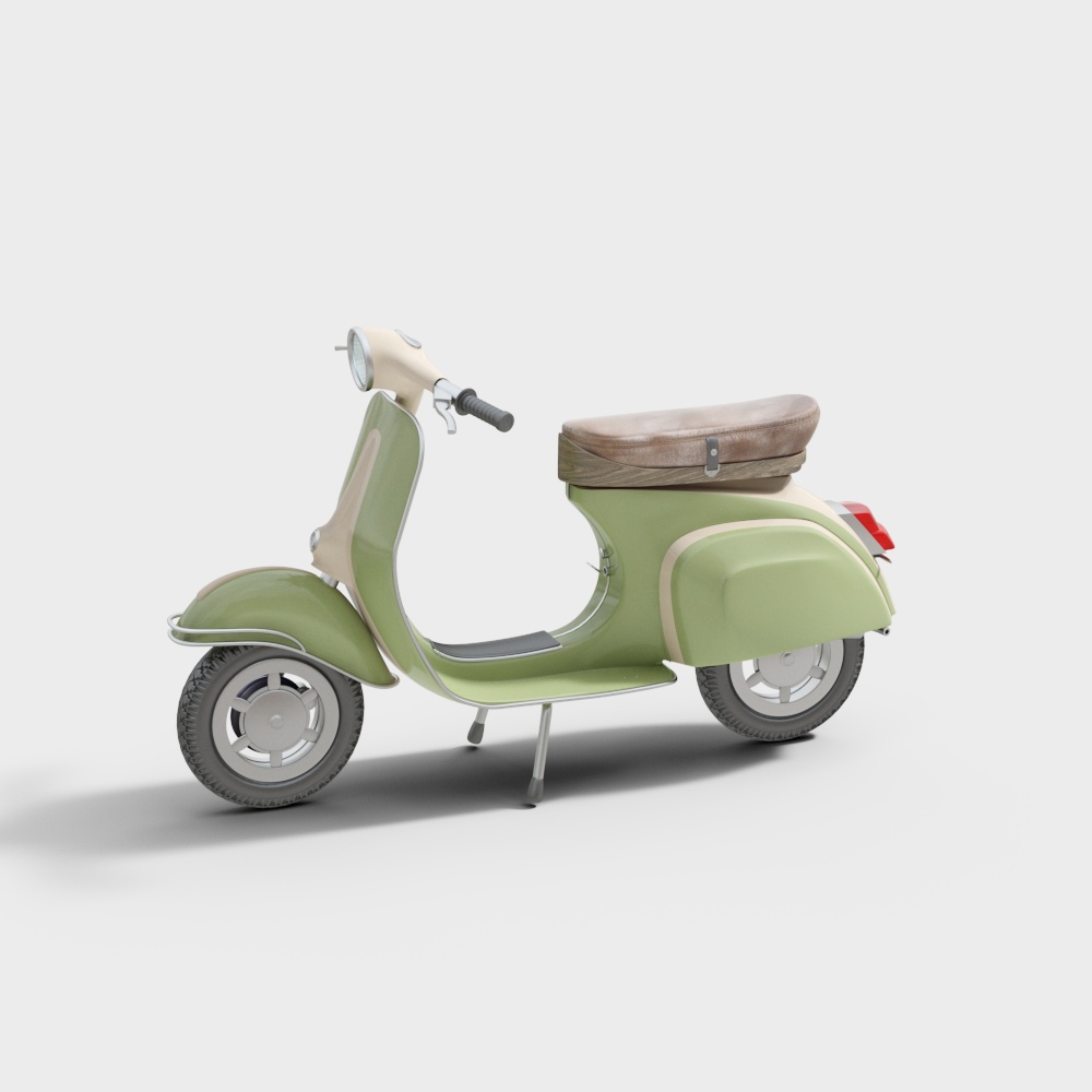 Vintage Modern Scooter 3D Model – Retro Low-Poly Design