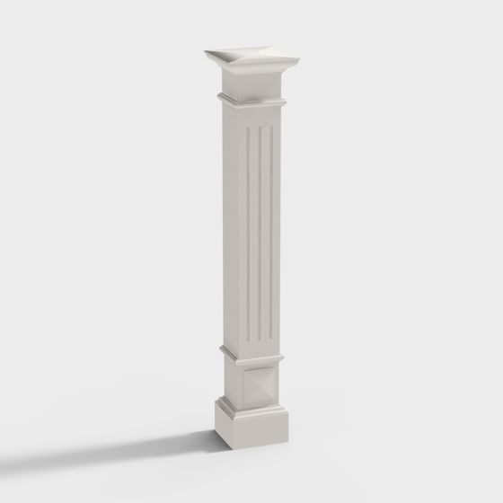 Simple European Roman Columns 3D Model in Gray