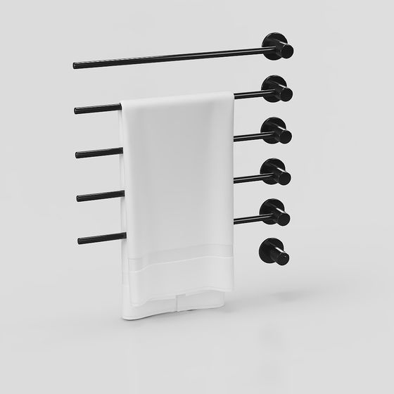 Modern Towel Rack 3D Model in Black