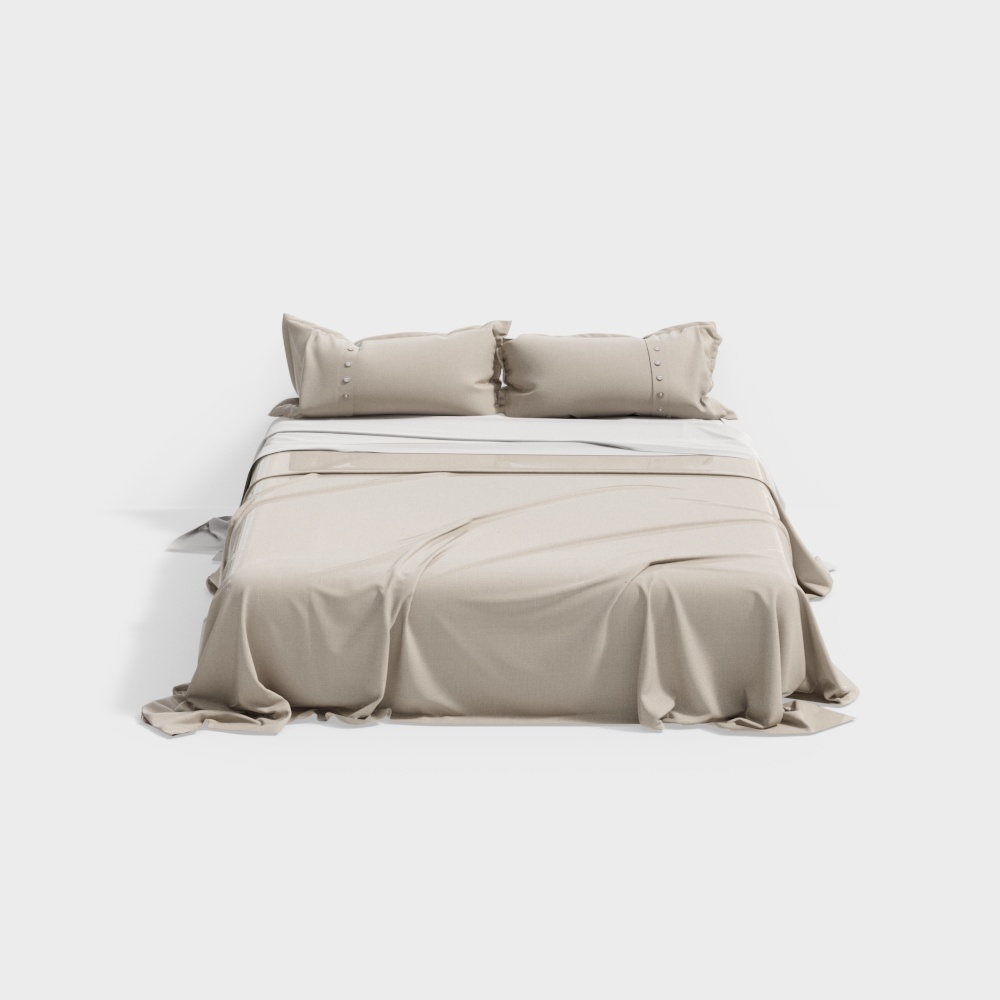 侘寂無靠背雙人床