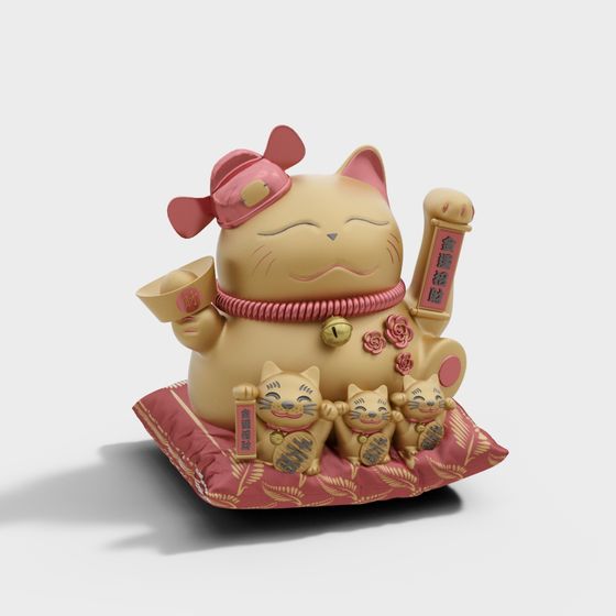 Lucky Cat Family 3D model