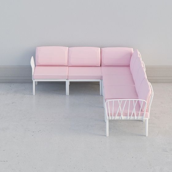 Pink Corner Sofa 3D model for Modern Interiors