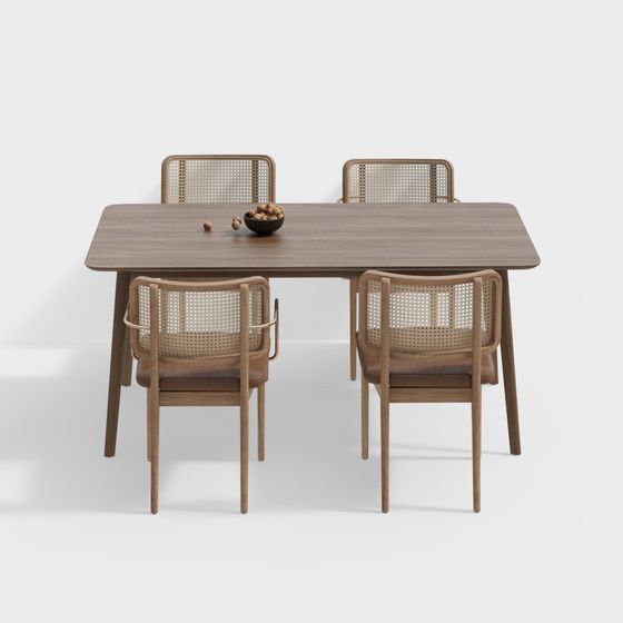 Modern Minimalist Dining Table and Chairs 3D model