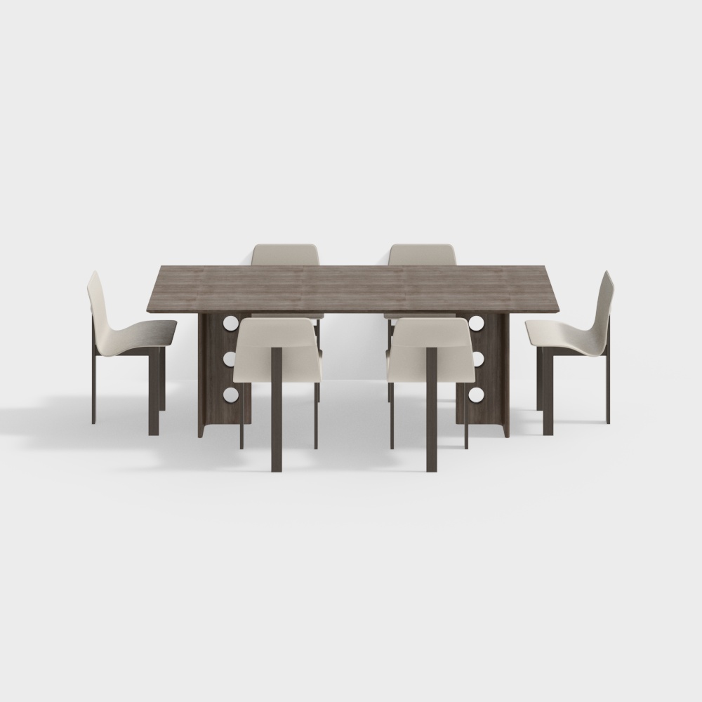 Dining Table and Chairs 3D Model – Modern Minimalist Design