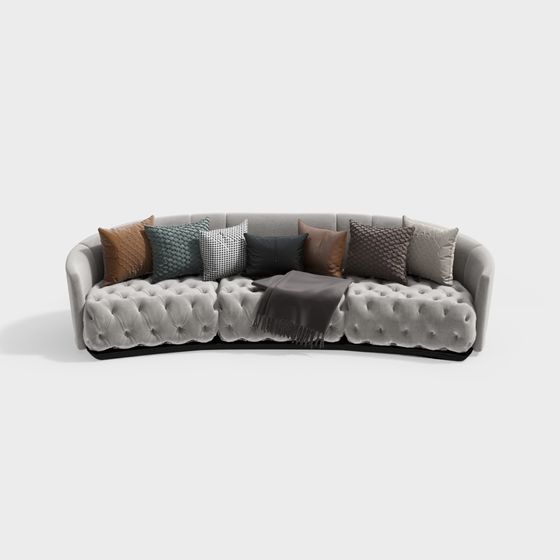 Elegant Gray Suede Sofa 3D model for Modern Interiors