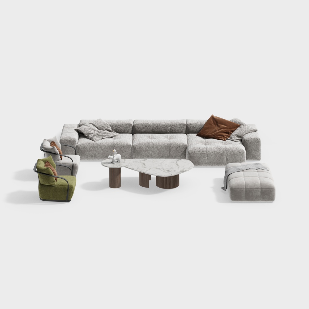 Modern Creamy Style Sectional Sofa