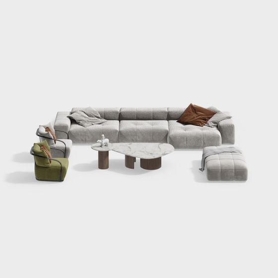 Elegant 3D Model Sofa Set for Modern Interiors