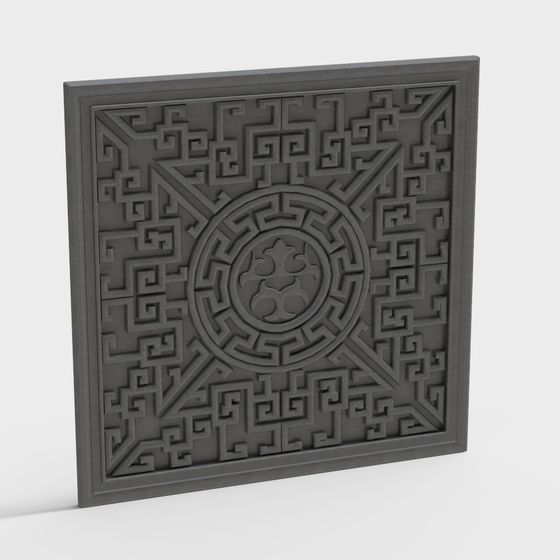 Heritage Square Tile 3D model for Creative Projects