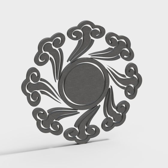 Cloud Swirl Floral Wreath 3D model