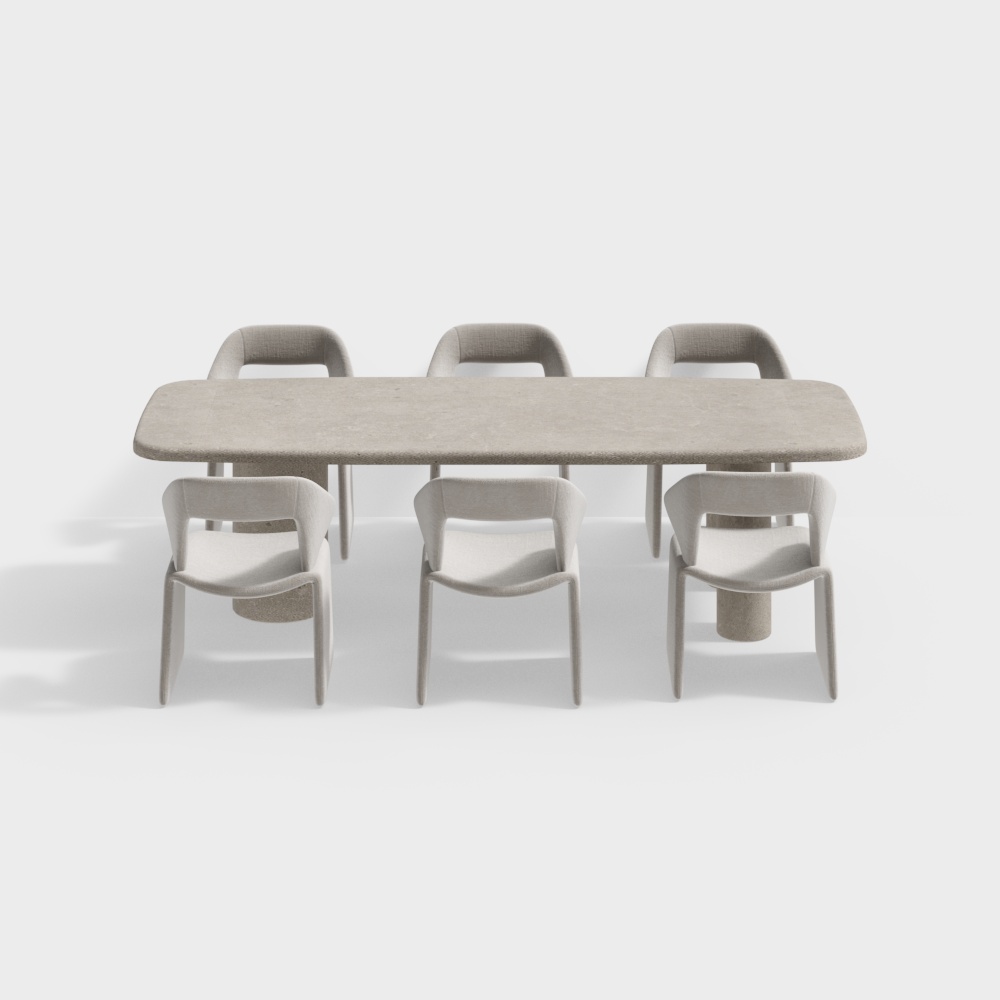 Esstisch- und Stuhlset im Wabi-Sabi-Stil