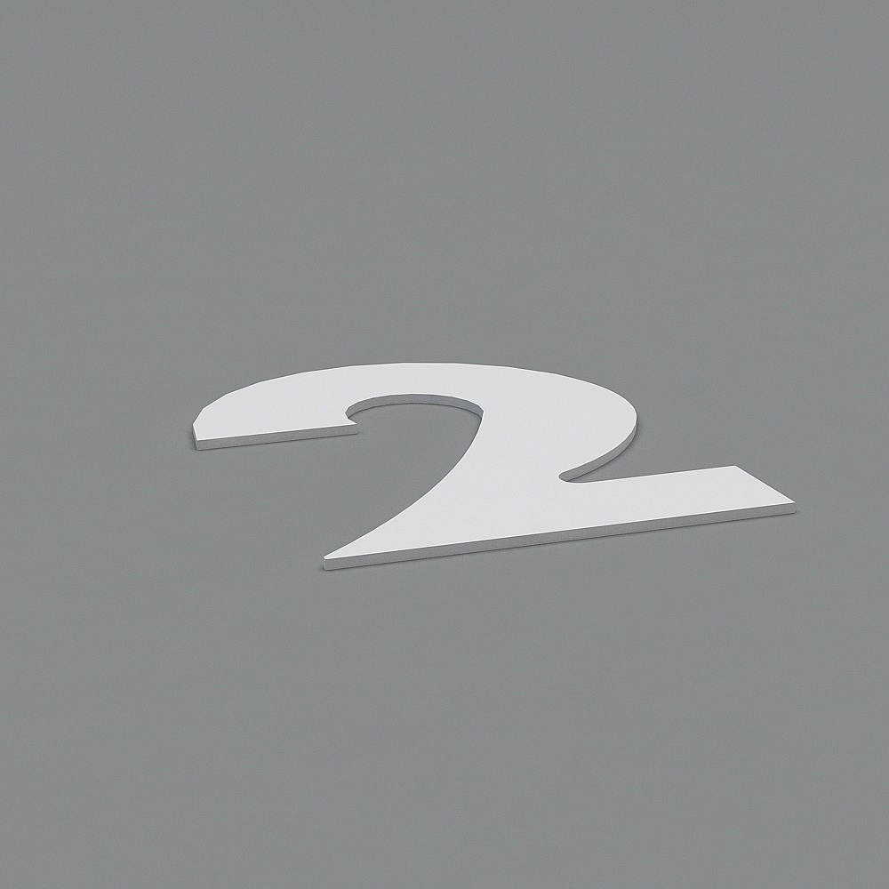 Stylish Number 2 3D Model for Designers and Developers