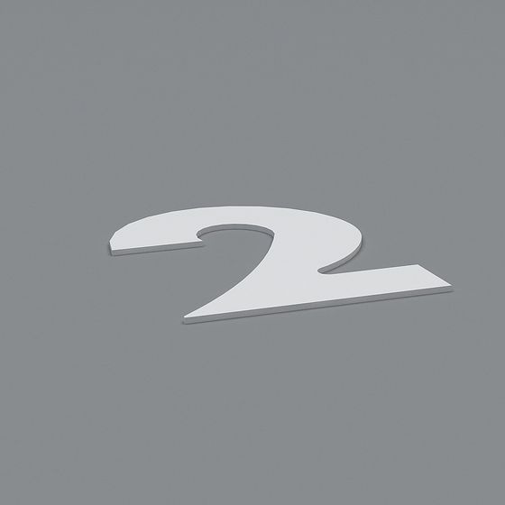 Stylish Number 2 3D Model for Designers and Developers