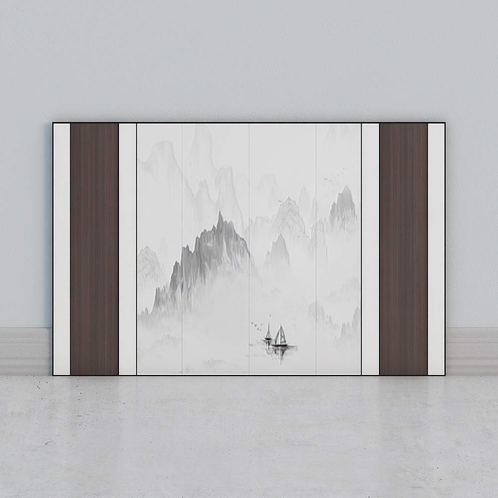 Ink Landscape Folding Screen 3D model