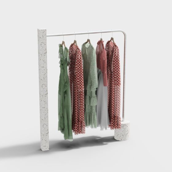 Elegant Clothing Rack 3D Model for Contemporary Interiors
