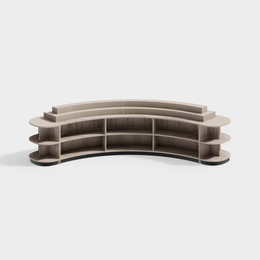 Curved Bookshelf 3D model for Modern Interiors