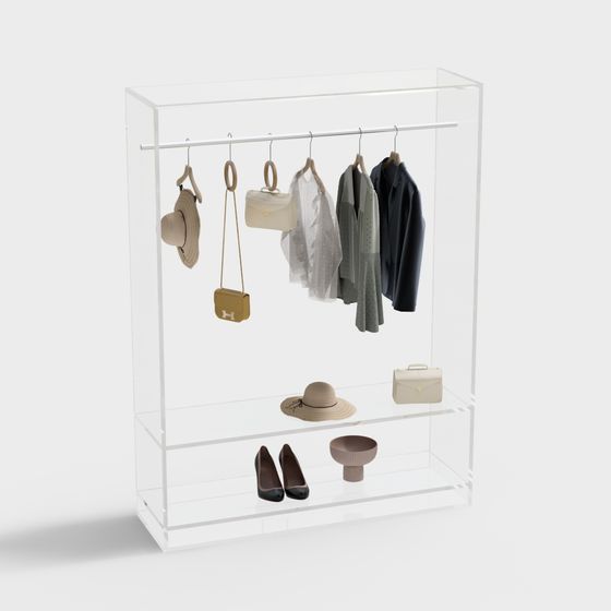 Transparent Acrylic Wardrobe 3D model for Modern Aesthetics