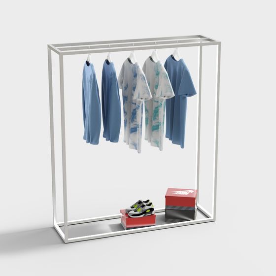 Stylish Clothing Display Rack 3D Model