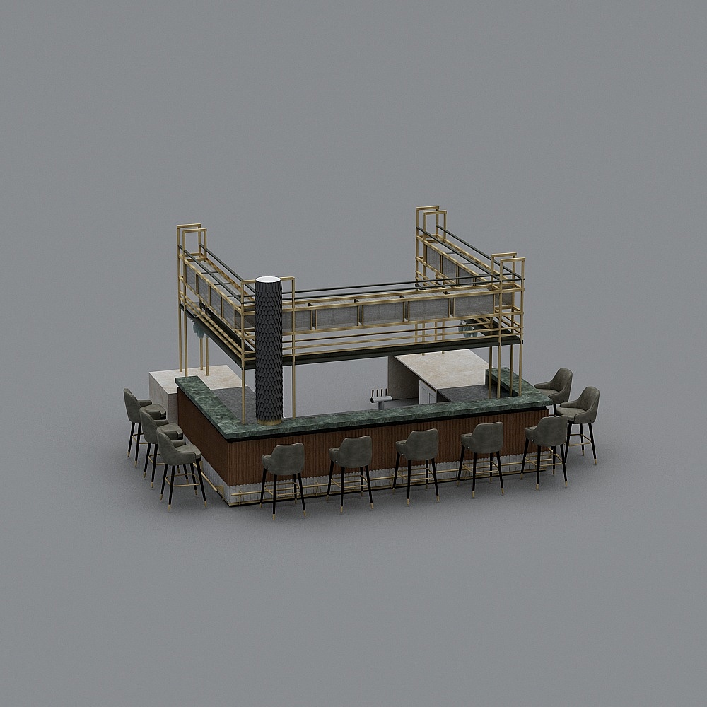 Contemporary Bar Design 3D model