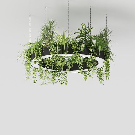 lustre rond à plantes