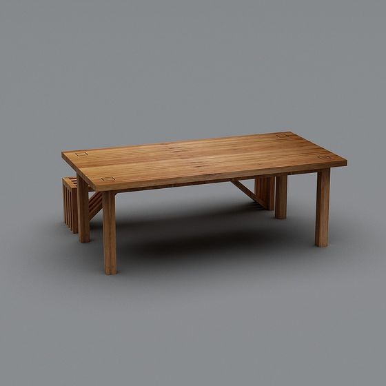 Wood Conference Table 3D model