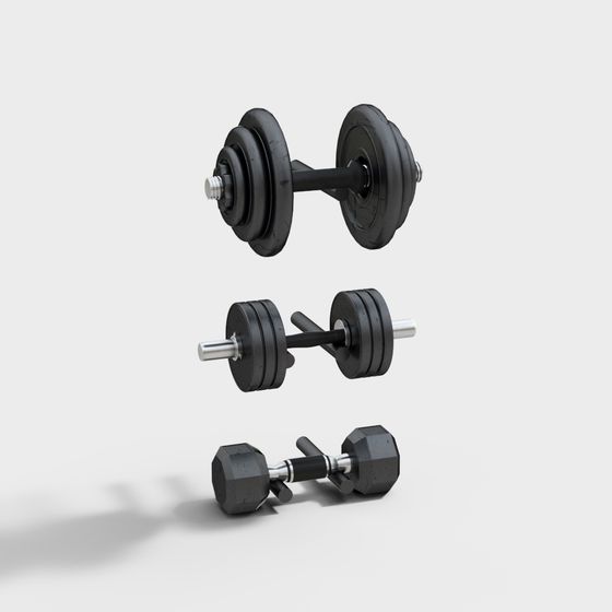 Realistic Dumbbell Set 3D model for Gym Designs