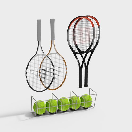Low-Poly Tennis Racket and Stand 3D Model