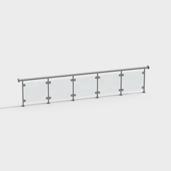 Stylish Glass Railing 3D Model for Modern Spaces