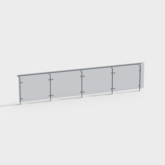 Glass Fence 3D Model in Gray