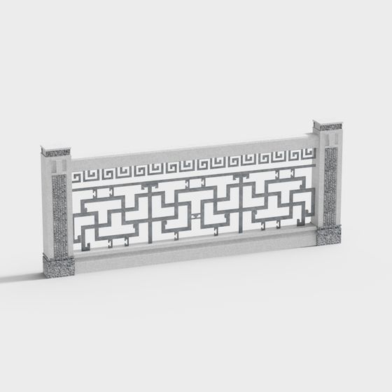 City Boundary Low-Poly Railing 3D model