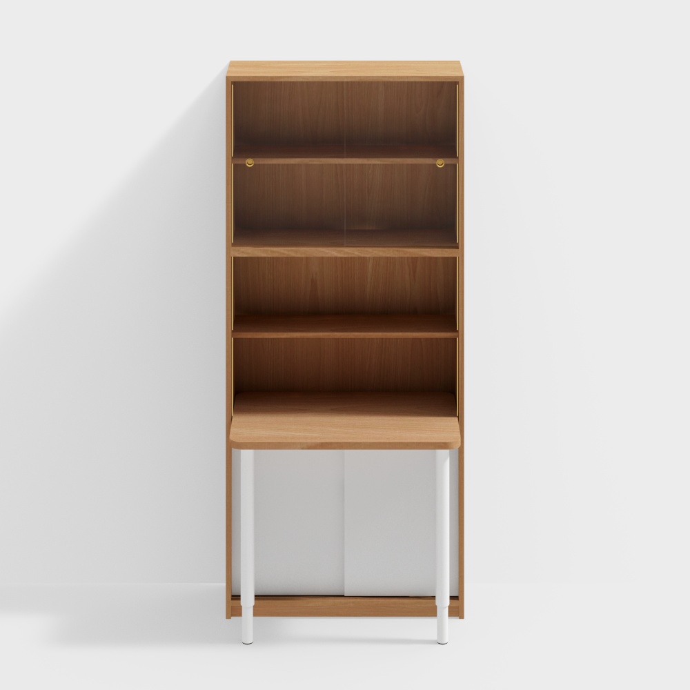 Table style 2 transparent 2 white glass cabinet doors