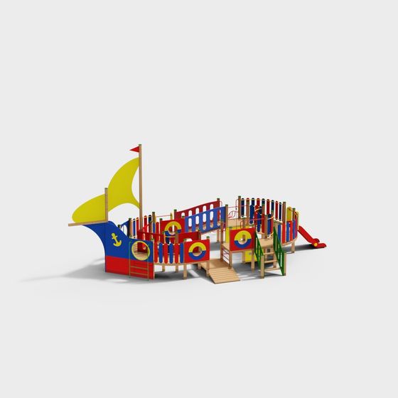 Colorful Pirate Ship 3D model for Kids' Adventure