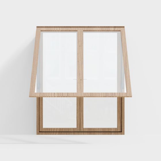 Folding Windows 3D Model in Brown