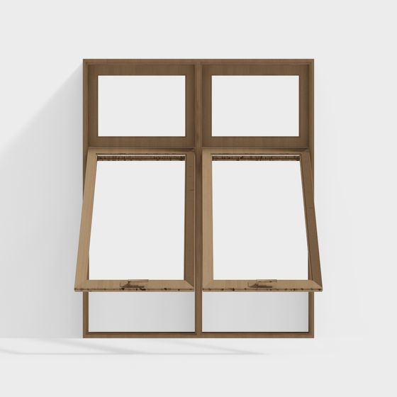 Folding Windows 3D Model in Brown
