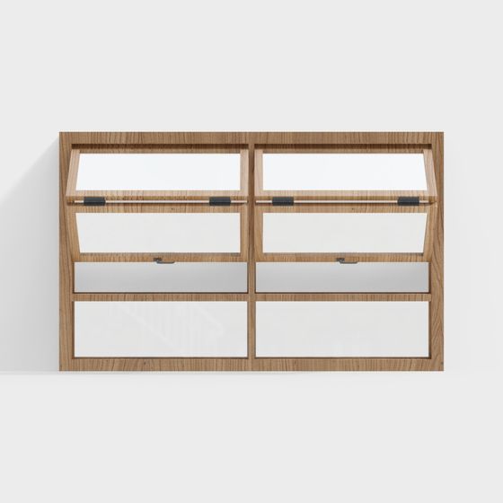 Wooden Louvered Window 3D model