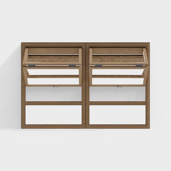 Elegant Low-Polygon Double-Window 3D Model for Designers