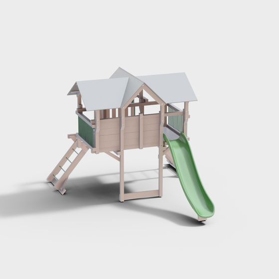 Gray Children's Amusement Equipment Slide 3D Model