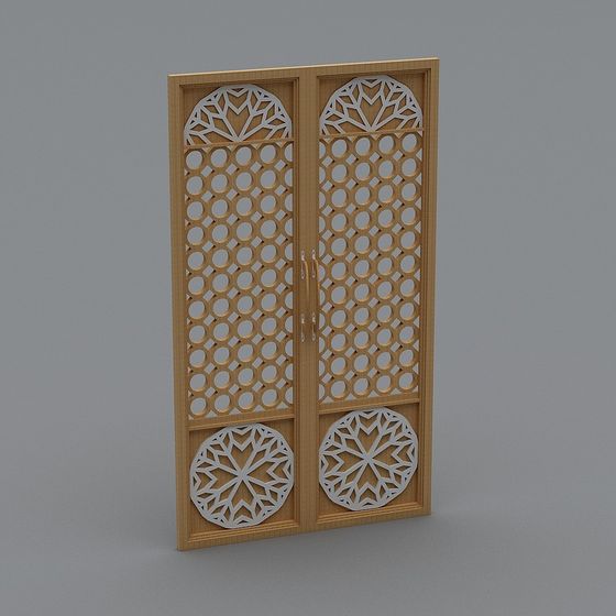 Intricate Hollow Wooden Door 3D model