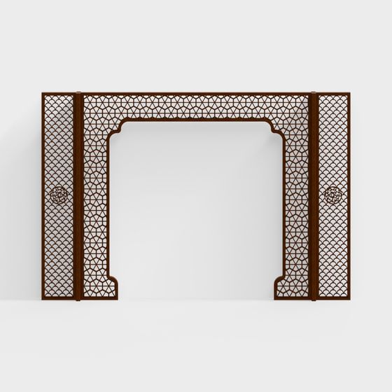 Elegant Eastern Gate Low Poly 3D Model
