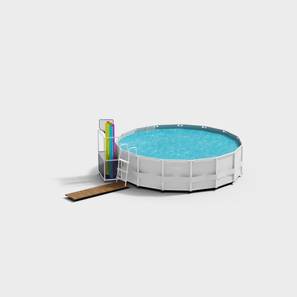 Modern Intex Above-Ground Pool 3D Model – Low-Poly Outdoor