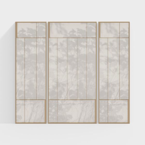 Modern Tree Shadow Glass Partition 3D Model in Gray