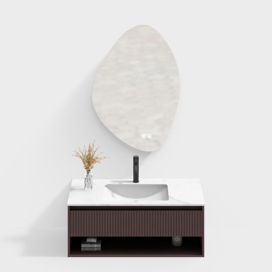 Elegant Oval Bathroom Mirror 3D model