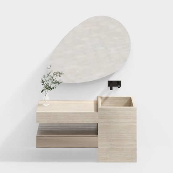 와비사비 스타일 욕실 캐비닛