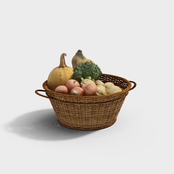 Country Basket with Vegetables 3D model