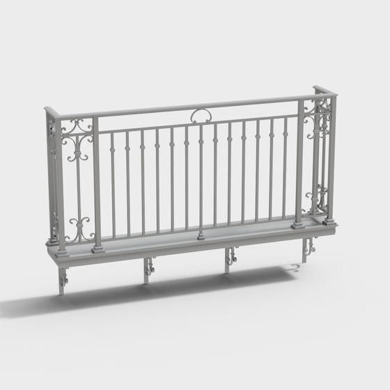 Vintage Wrought Iron Railing 3D model