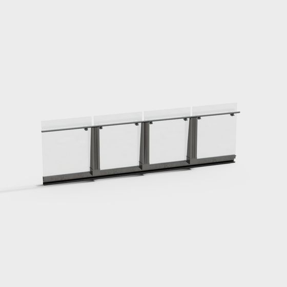 Elegant Glass Railing 3D model for Contemporary Spaces