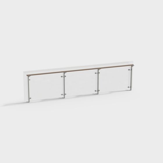 White Glass Guardrail 3D Model for Modern Spaces